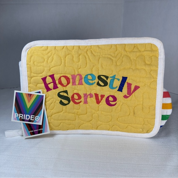PRIDE Oven Mitt Potholder Set Rainbow Kitchen NEW Honestly Serve Free Gift Wrap! - Picture 2 of 8